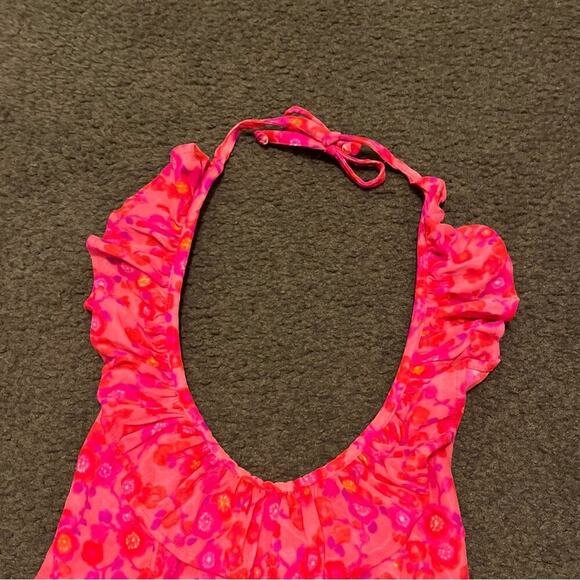 Vintage High Tide Hawaiian Psychedelic Bright Floral Halter Maxi Dress - Picture 8 of 9